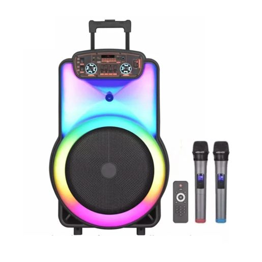 Караоке колона 12'' с цветомузика и безжични микрофони BT-1218