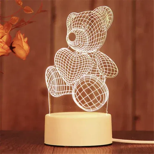Декоративна 3D LED нощна лампа мече